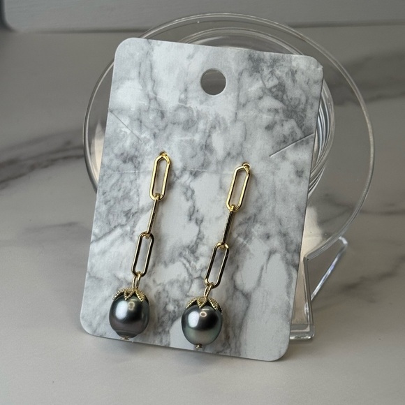 Tahitian Pearl Gold Filled Earrings - Picture 3 of 5